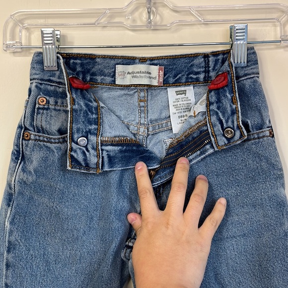 Levis 569 Slim Loose Fit Boys Adjustable Waist Distressed Denim Jeans Size 6 - Picture 7 of 10